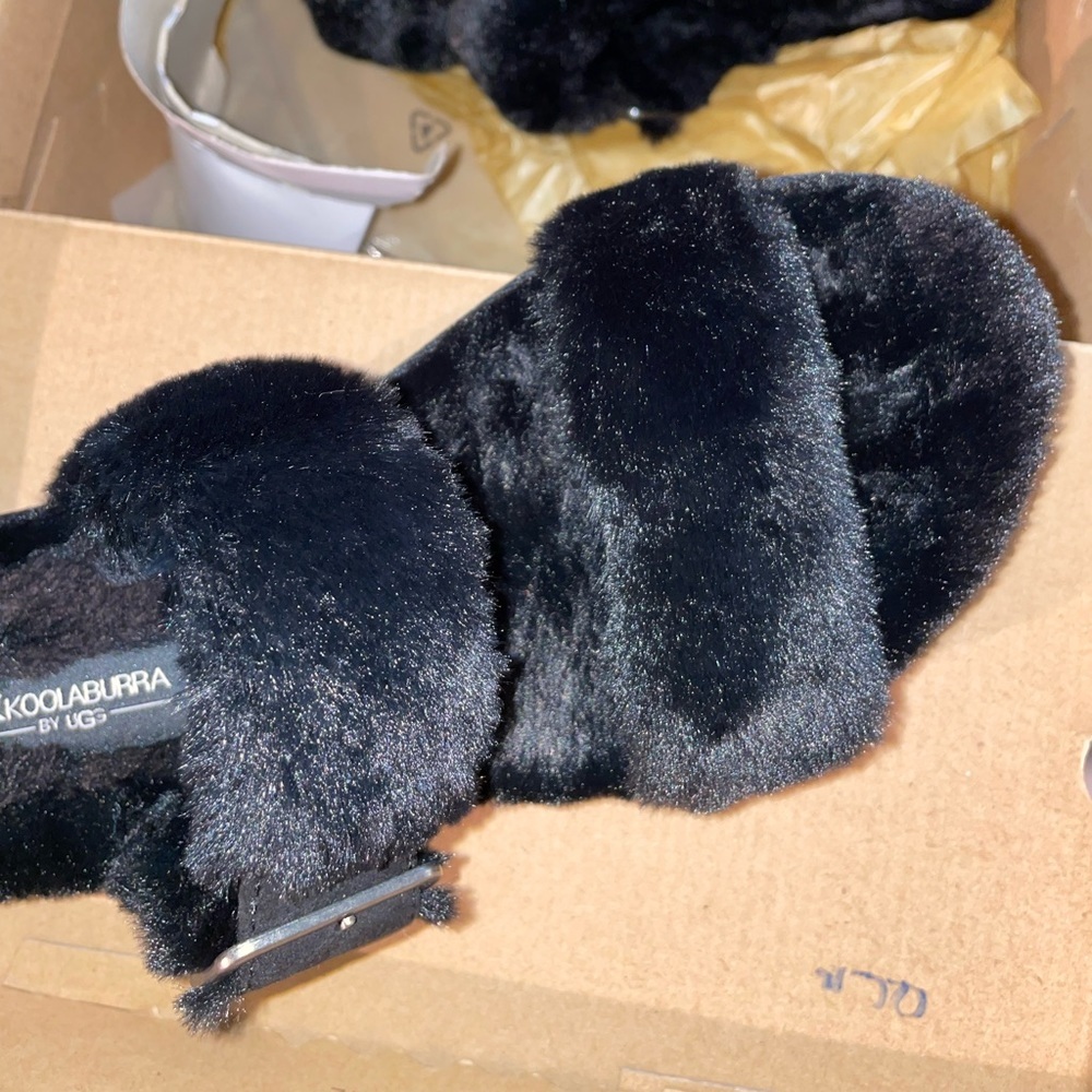 Black furry slides